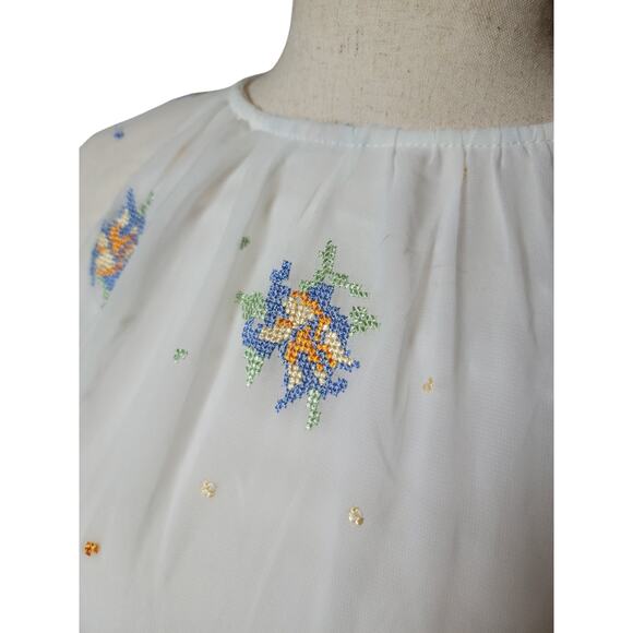 ASOS Lost Ink midi dress ruffle sleeve detail‎ and floral embroidery size 12 NWT - Picture 3 of 7